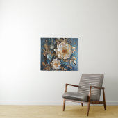 Dekorgold und aquamarin blaues Blumendesign Wandteppich (Beispiel (Horizontal))