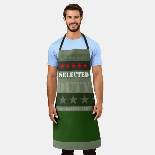 Dekorgrün mit Sternen Schürze (Getragen)