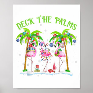 Dekoriere die Palmen Flamingo Tropische Weihnachts Poster
