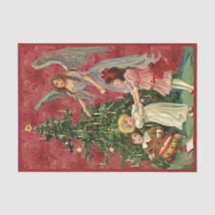 Dekorieren der Weihnachtsbaum-Engel-Kinder Seidenpapier