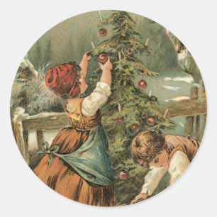 Dekorieren des Baumes Runder Aufkleber