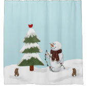 Dekorieren des Baumschneemann-Duschvorhangs Duschvorhang (Vorderseite)