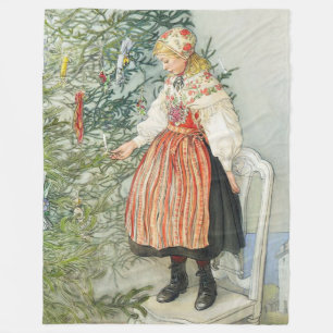 Dekorieren des Weihnachtsbaumes - Carl Larsson Fleecedecke