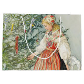 Dekorieren des Weihnachtsbaumes - Carl Larsson Große Geschenktüte (Rückseite)