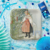 Dekorieren des Weihnachtsbaumes - Carl Larsson Pappteller (Party)