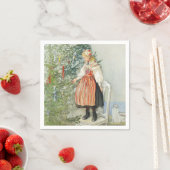 Dekorieren des Weihnachtsbaumes - Carl Larsson Serviette (Beispiel)
