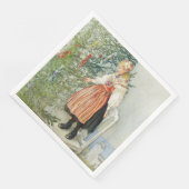 Dekorieren des Weihnachtsbaumes - Carl Larsson Serviette (Ecke)