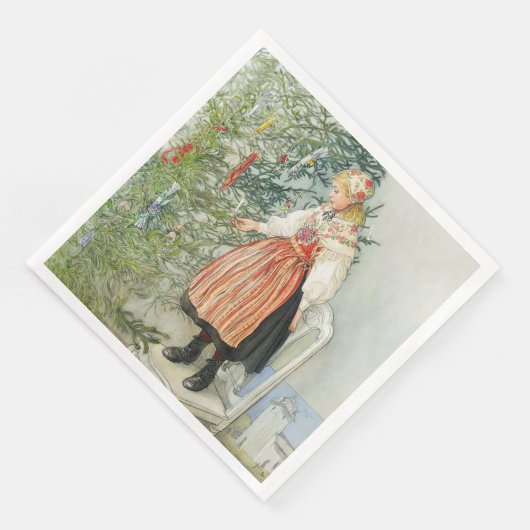 Dekorieren des Weihnachtsbaumes - Carl Larsson Serviette (Ecke)