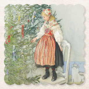 Dekorieren des Weihnachtsbaumes - Carl Larsson Untersetzer