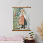 Dekorieren des Weihnachtsbaumes - Carl Larsson Wandteppich Mit Holzrahmen (Schlafzimmer)