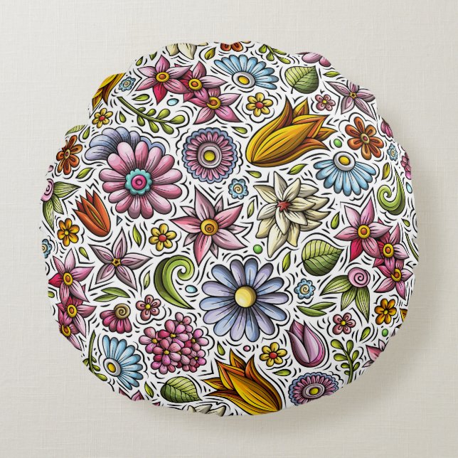 Dekorieren mit Florals Rundes Kissen (Vorderseite)