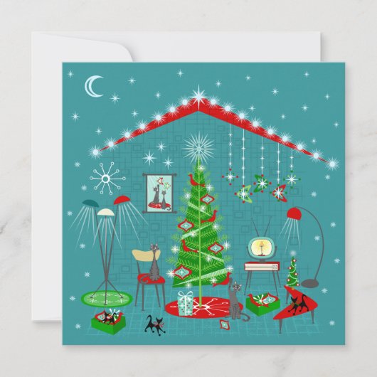 Dekorieren von Retro Holiday Feiertagskarte (Vorderseite)