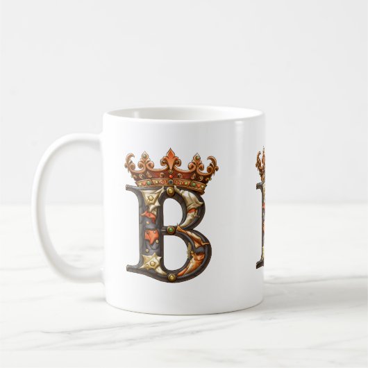 Dekoriert Alphabet B mit Krone Kaffeetasse (Links)