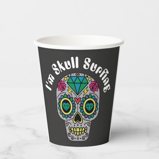 Dekorierte Abstrakte Schädelpapiertassen Pappbecher (Vorderseite)