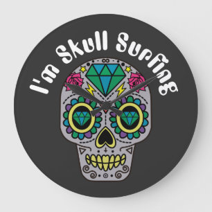 Dekorierte Abstrakte Schädeluhr Große Wanduhr