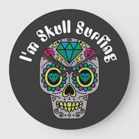 Dekorierte Abstrakte Schädeluhr Große Wanduhr (Vorderseite)