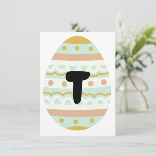 Dekorierte Bannerkarte "T" Ostereig Form Banneraus Einladung (Stehend Vorderseite)