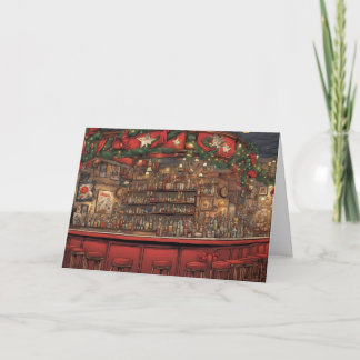 Dekorierte Bar zu Weihnachten Karte
