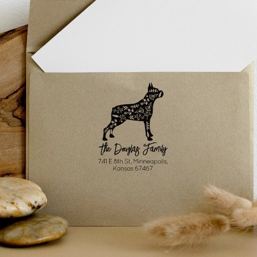 Dekorierte Boxer-Rücksendeadresse Gummistempel