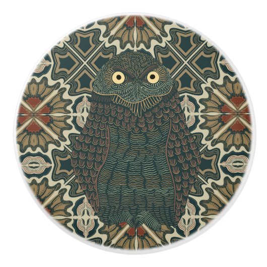 Dekorierte Burgschale Goldene Brauntöne Keramikknauf (Vorderseite)