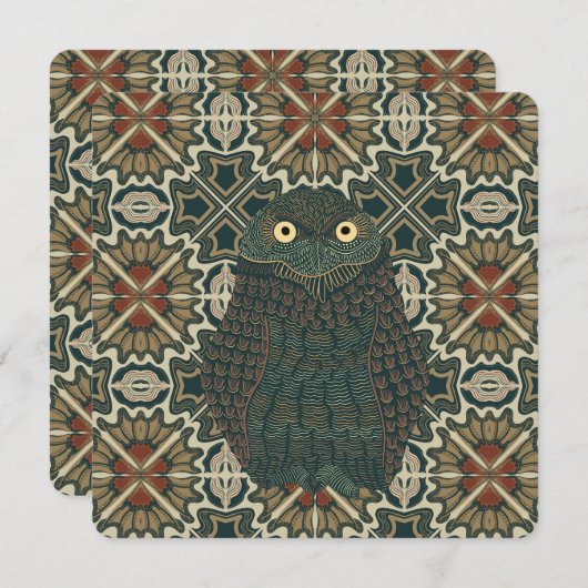Dekorierte Burrowing Owl Earth Tones Flat Card (Vorne/Hinten)