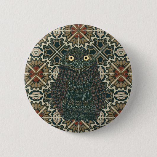 Dekorierte Burrowing Owl Golden Brown Earth Tones Button (Vorderseite)