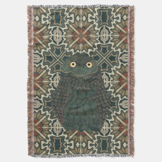 Dekorierte Burrowing Owl Golden Brown Earth Tones Decke (Vorderseite Vertikal)