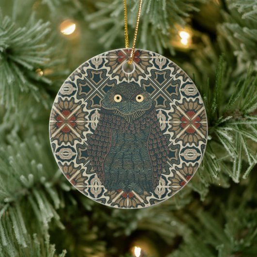Dekorierte Burrowing Owl Golden Brown Earth Tones Keramik Ornament (Baum)