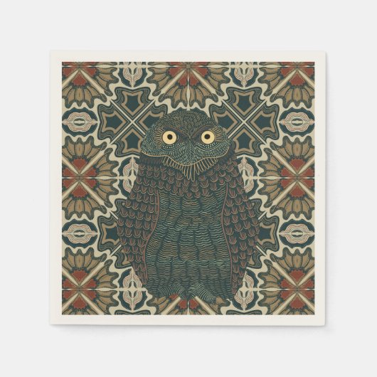 Dekorierte Burrowing Owl Golden Brown Earth Tones Serviette (Vorderseite)