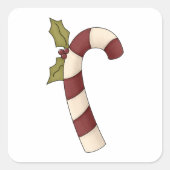 Dekorierte Candy Cane Weihnachtssüße Quadratischer Aufkleber (Vorderseite)