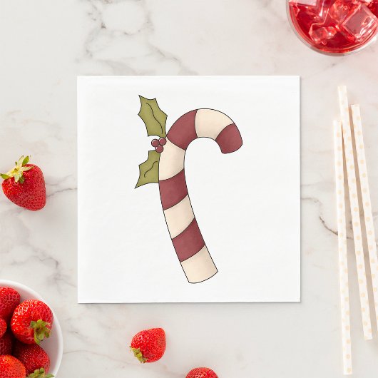 Dekorierte Candy Cane Weihnachtssüße Serviette