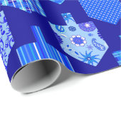 Dekorierte Dreidels Blue Geschenkpapier (Rolleneckpunkt)
