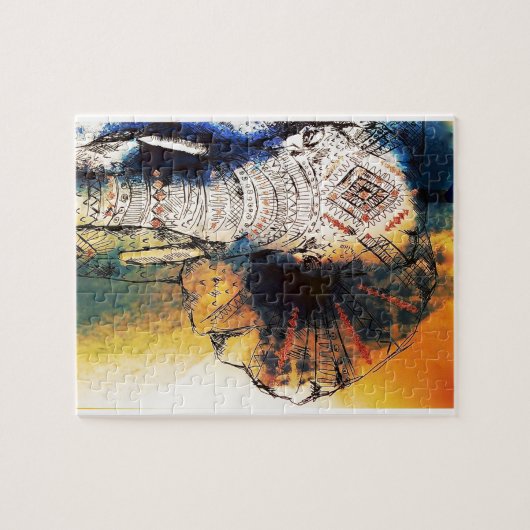 Dekorierte Elefantenmalerei Puzzle (Horizontal)