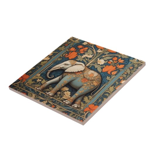 Dekorierte Elephant William Morris Inspirierte flo Fliese (Seite)