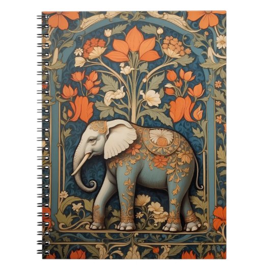 Dekorierte Elephant William Morris Inspirierte flo Notizblock (Vorderseite)