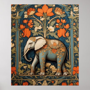 Dekorierte Elephant William Morris Inspirierte flo Poster