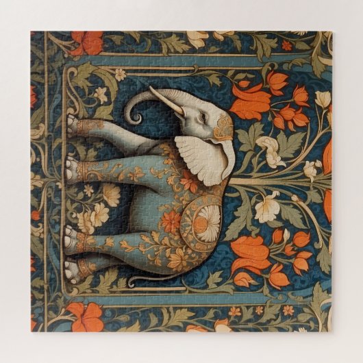 Dekorierte Elephant William Morris Inspirierte flo Puzzle (Horizontal)