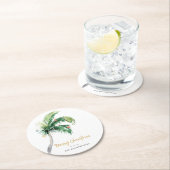 Dekorierte Familie Palm Tree Weihnachtsfeiertage Runder Pappuntersetzer (Vor Ort)