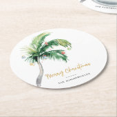Dekorierte Familie Palm Tree Weihnachtsfeiertage Runder Pappuntersetzer (Angewinkelt)