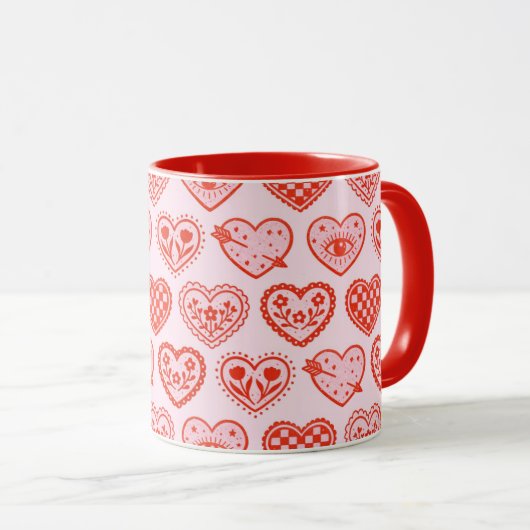 Dekorierte Herzen Tasse (VorderseiteRechts)