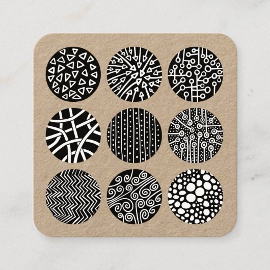 Dekorierte Kreise Quadratische Visitenkarte (Vorderseite)