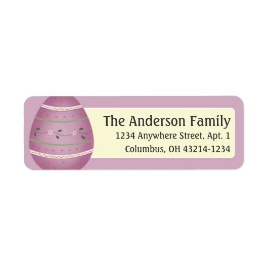 Dekorierte Lila Ostereier d8 Adressetiketten (Vorne)