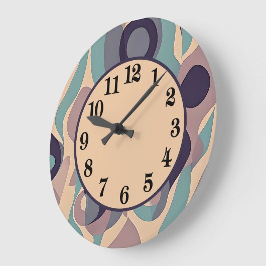 Dekorierte lila und blaue abstrakte Wellen Große Wanduhr (Winkel)