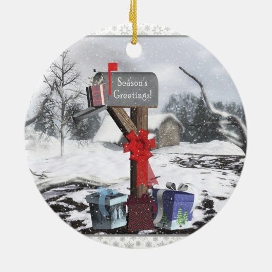 Dekorierte Mailbox Geschenke Winterszene Ornament (Hinten)