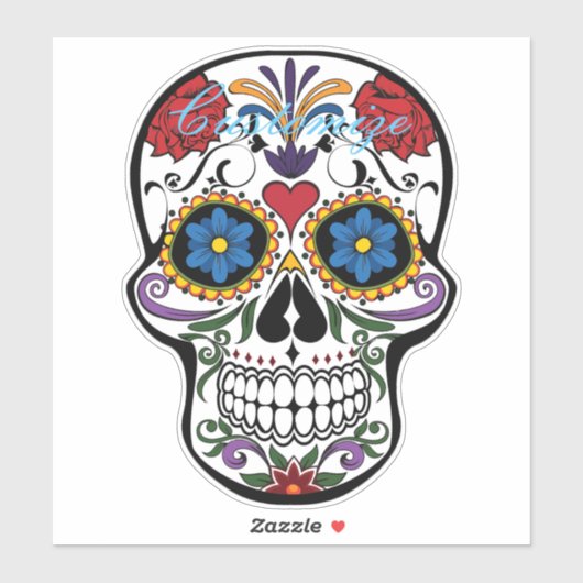 Dekorierte menschliche Schädel Art Thunder_Cove Aufkleber (Blatt)