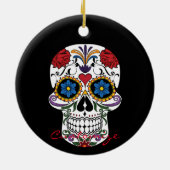 Dekorierte menschliche Schädel Art Thunder_Cove Keramik Ornament (Hinten)