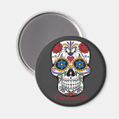 Dekorierte menschliche Schädel Art Thunder_Cove Magnet (Vorderseite/Rückseite)