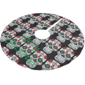 Dekorierte menschliche Schädel Art Thunder_Cove Polyester Weihnachtsbaumdecke (Schrägansicht)