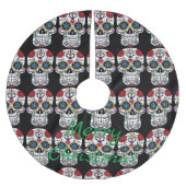 Dekorierte menschliche Schädel Art Thunder_Cove Polyester Weihnachtsbaumdecke (Vorderseite)