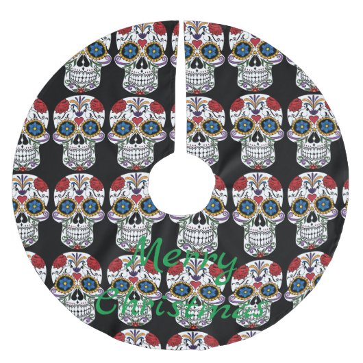 Dekorierte menschliche Schädel Art Thunder_Cove Polyester Weihnachtsbaumdecke (Vorderseite)